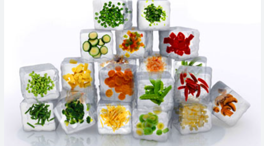 Vegetales en cubitos de hielo